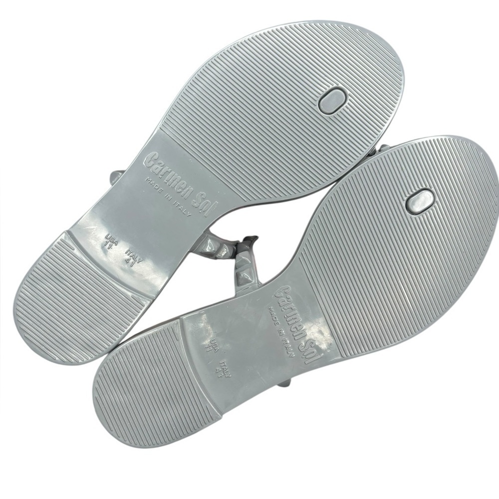 CARMEN SOL Silver Grey Maria Studded Flat Jelly Sandal Size 11 - Picture 7 of 9